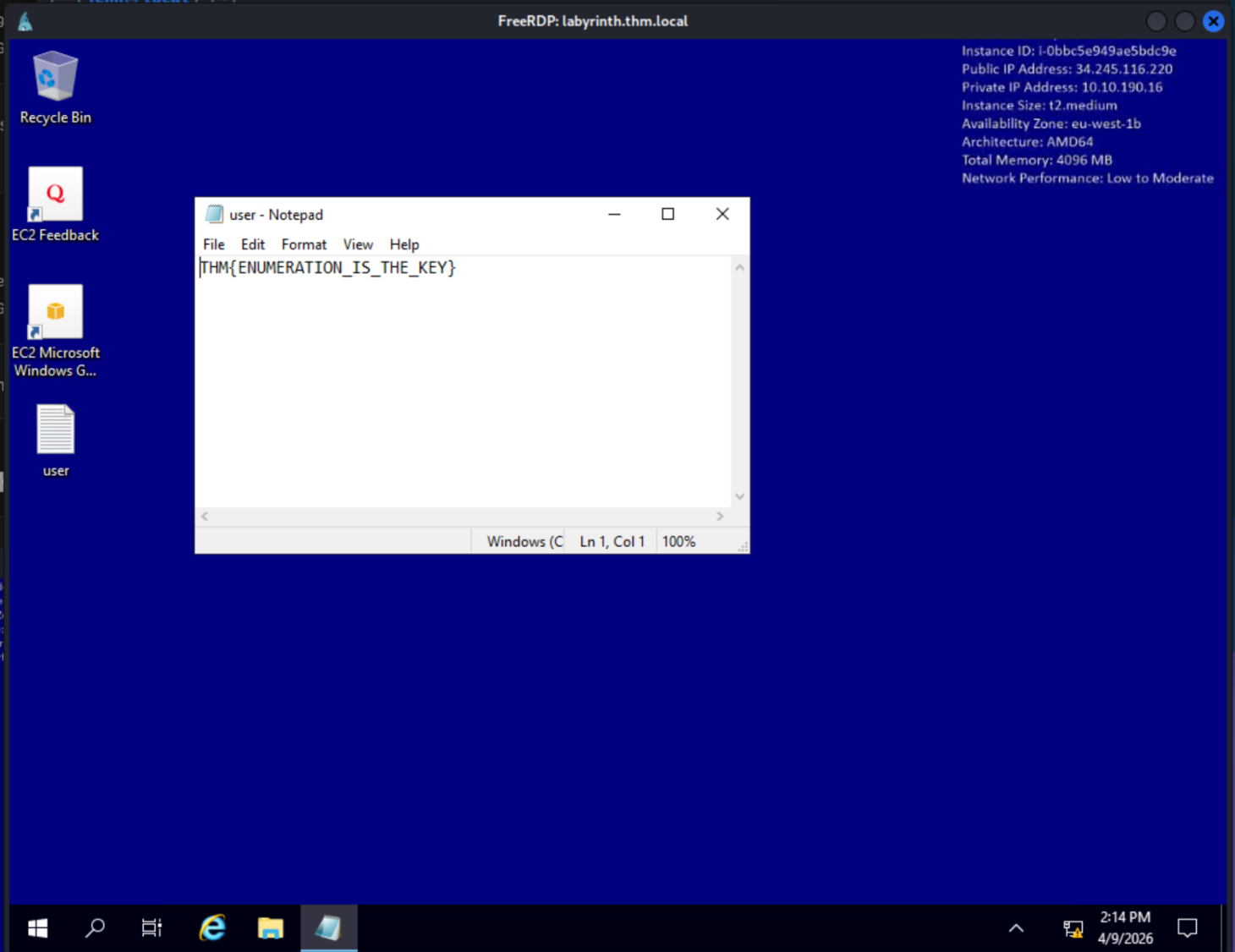 Suzanna's desktop — certificate vulnerability hints visible, user.txt present